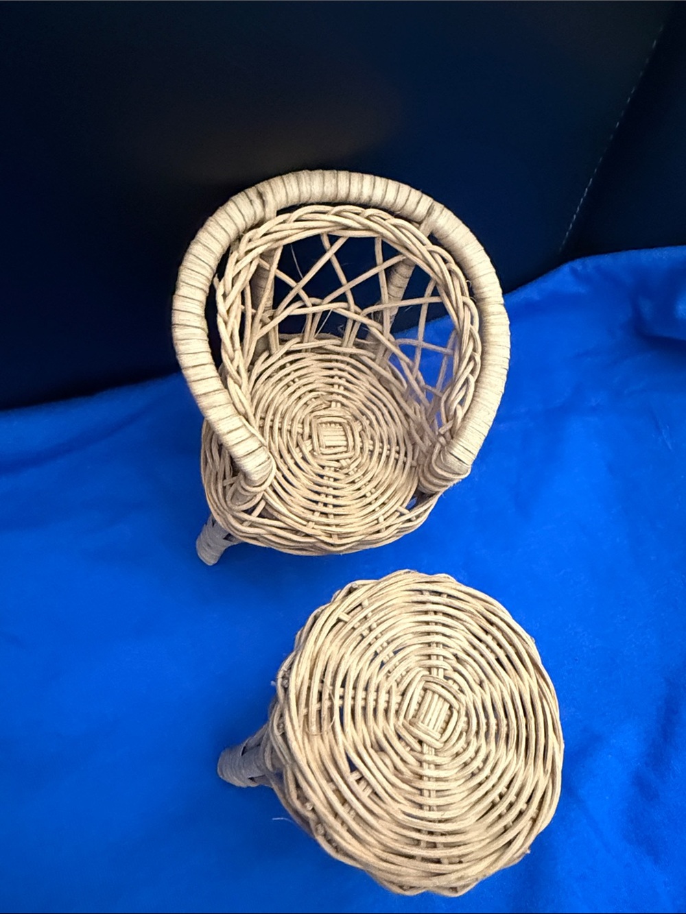 Natural Rattan Mini Chair & Stool Set - Neutral Wicker Accent - Picture 5 of 6
